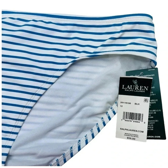 Lauren Ralph Lauren Striped Hipster Womens Bikini Swim Bottom Size 12 - Picture 6 of 10